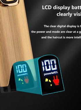 Gold electric hair cutter, shaved head and cut, charged hair
