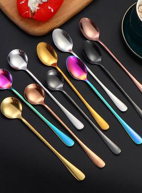 Inventive steel with a long spoon, with a spoon to eat and a