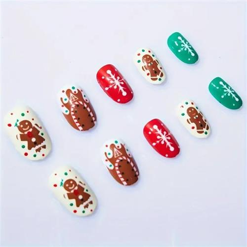 24pcs Christmas False Nail Long Ballet Nail Extension Full C