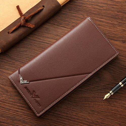 A mans long-fashion wallet with a large-volume business bag