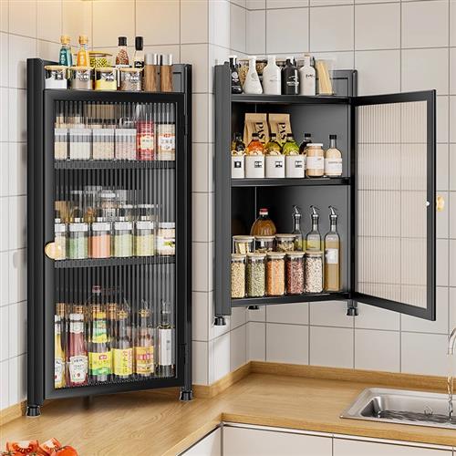In the kitchen, with the doorway trigonometric pantry walled