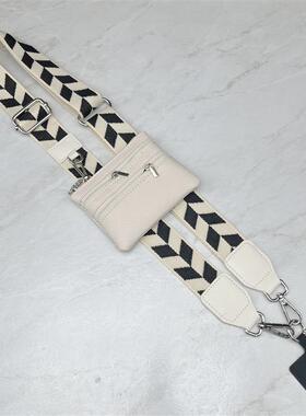The womens bag is slanted with a diamond-shaped strap to re