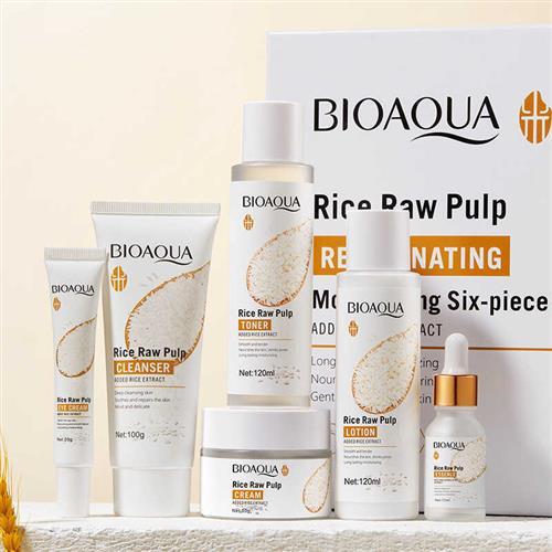 6pcs set Rice Raw Pulp Skin Care Face Cream moisturizing oil