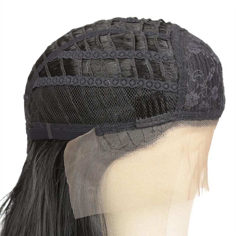 Its a natural black-haired microfilm of front lace wig with