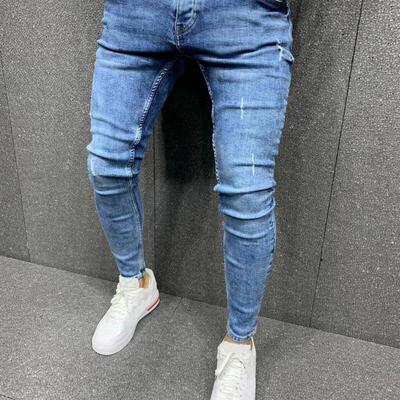 High-quality men grinding small-legged jeans tight jeans, je
