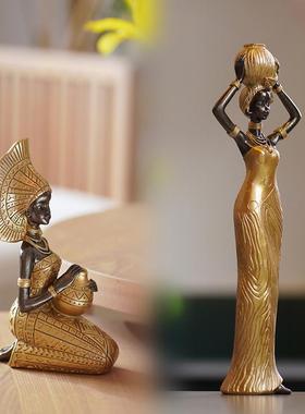 Creative African blacks put on a TV cabinet in the living ro