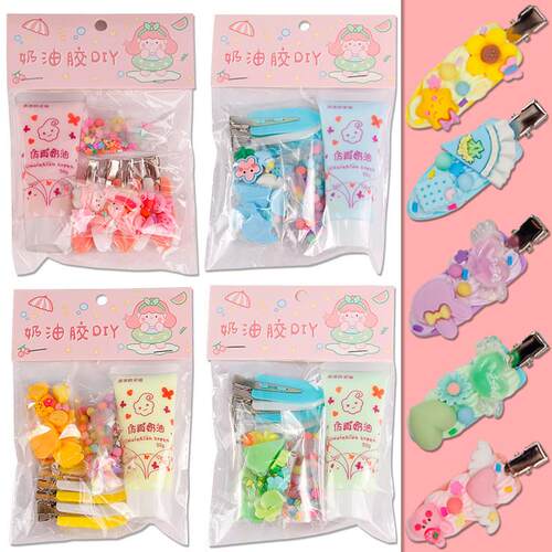 Cream gel clips and DY hand-bags with cute resin parts and k