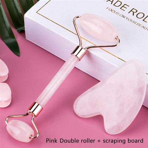 2pcs/set Face Spa Massager Neck Roller Gua Sha Scraper Board