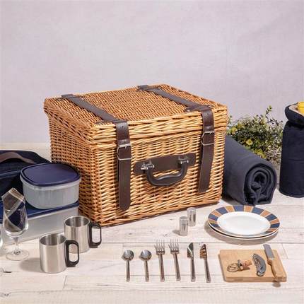 Customized to make a picnic basket gift basket with outdoor