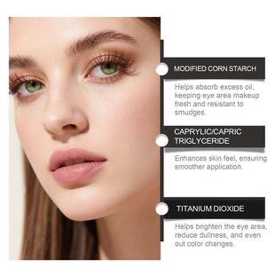 The eye is colored and powdered, and the light, comfy, comfy