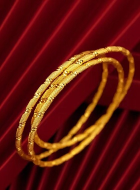 欧美跨境外贸越南沙金饰品女闭口细手镯车花手环仿黄金小众轻手饰