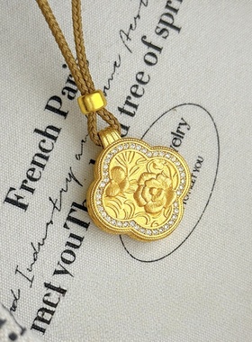 欧美跨境外贸沙金饰品新中式十二花神之海棠花项链久不掉色复古