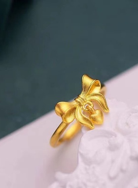 出口欧美跨境外贸沙金饰品在逃公主蝴蝶戒指女感指环小众设计久