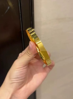 欧美跨境外贸沙金饰品一字光面闭口手镯女一字螺纹设计感时尚金