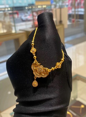 欧美跨境外贸沙金镶锆石龙凤和鸣项链饰品女感百搭项链轻奢小众