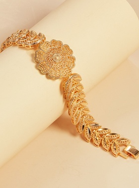欧美跨境外贸欧美流行饰品跨境爆款金镂空花朵树叶手表链婚礼手饰