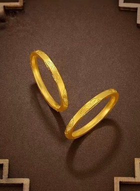 出口欧美跨境外贸越南沙金小雏菊花素圈戒指女仿黄金方形简约指环