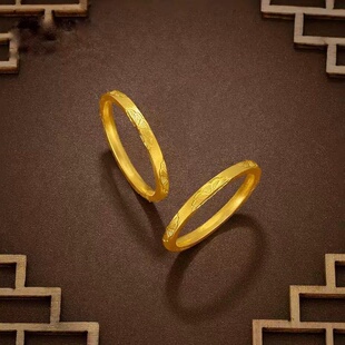 出口欧美跨境外贸越南沙金小雏菊花素圈戒指女仿黄金方形简约指环