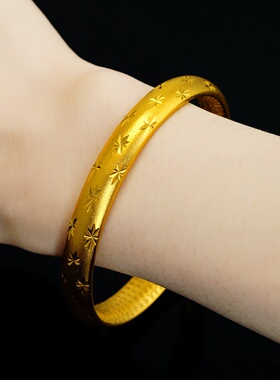 欧美跨境外贸沙金饰品闭口心经手镯女仿黄金久不掉色手饰轻奢感