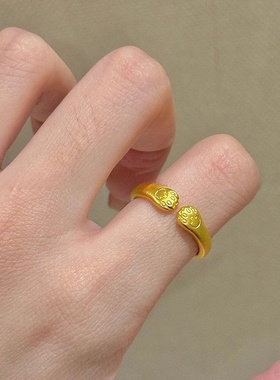 越南沙金饰品珍珠镍猫爪戒指轻奢小众猫爪设计手饰女久不掉色指环