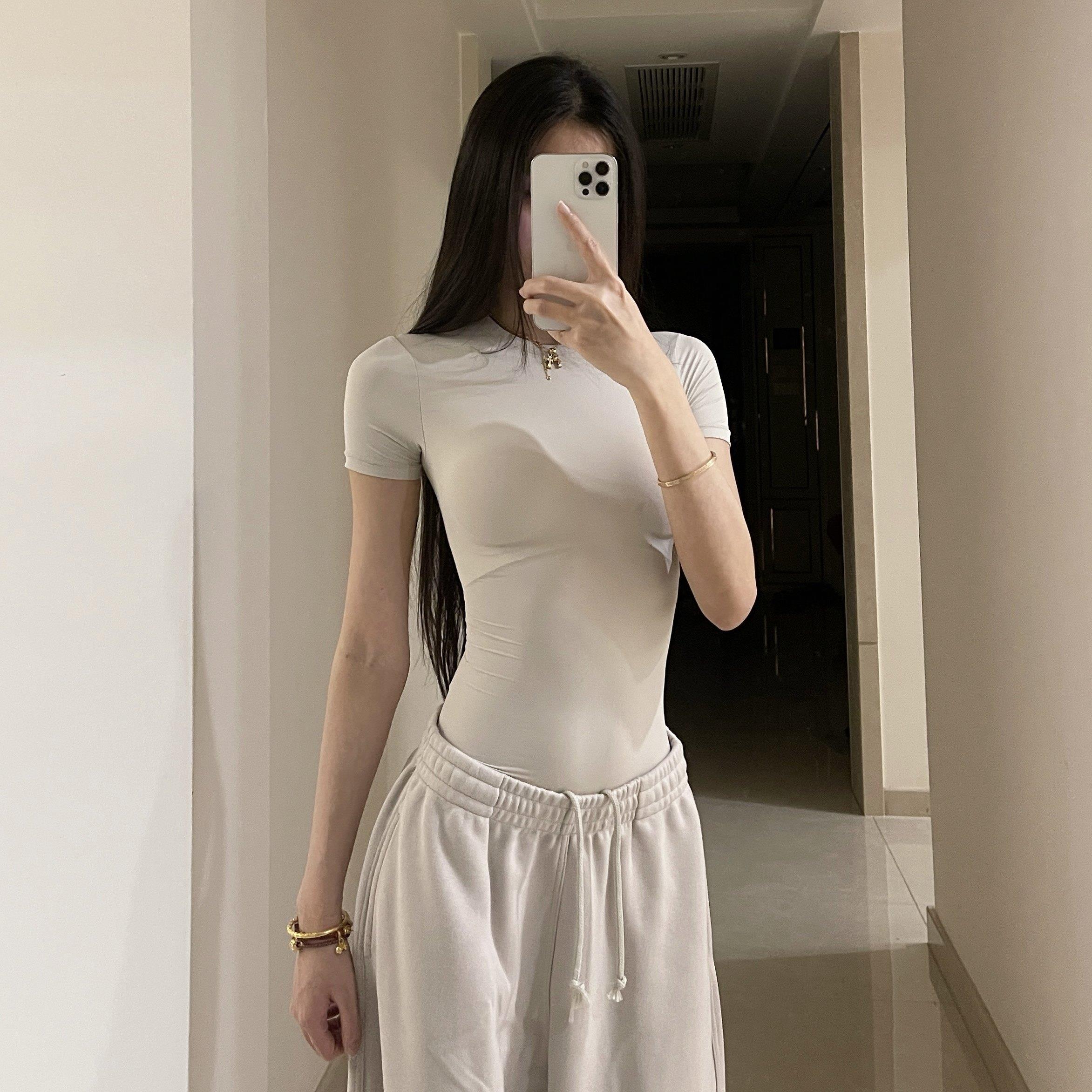 【消烦局长】贴合系列·高弹修身显瘦短袖正肩女士T恤夏纯色上衣