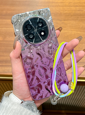 适用OPPOFindN5手机壳电镀水波纹紫色渐变FindN5折叠屏个性简约全包防摔手机套FindN5三色硅胶手环女款保护套