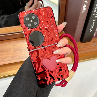 暗夜红爱心适用华为pockte2手机壳oppofindn3flip折叠屏matex5小米mixflip女款荣耀v flip防摔novaflip保护套
