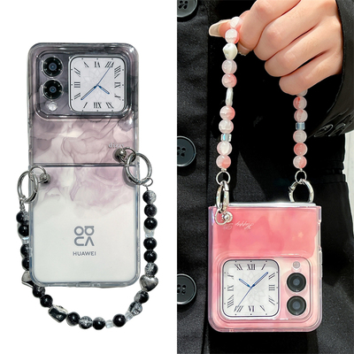 适用华为novaflip手机壳新款novaflip小折叠日韩个性水墨晕染novaflip全包防摔手机套高级感女款手链保护套