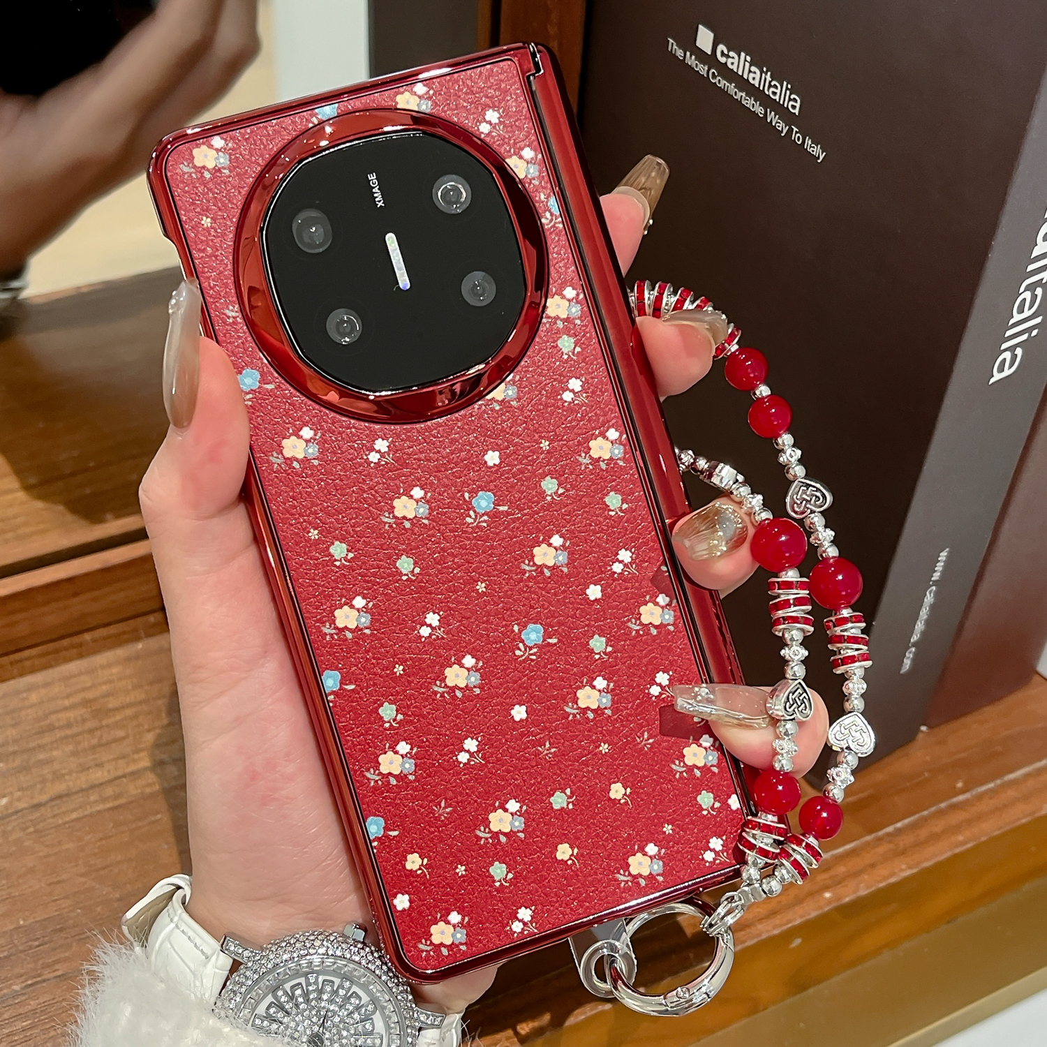 折叠屏钻纹双中轴防摔手链保护套