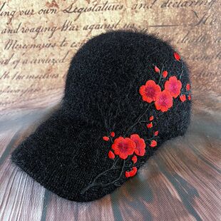 中老年妈妈洋气小头围棒球帽女秋冬天羊绒保暖女帽子时尚鸭舌帽