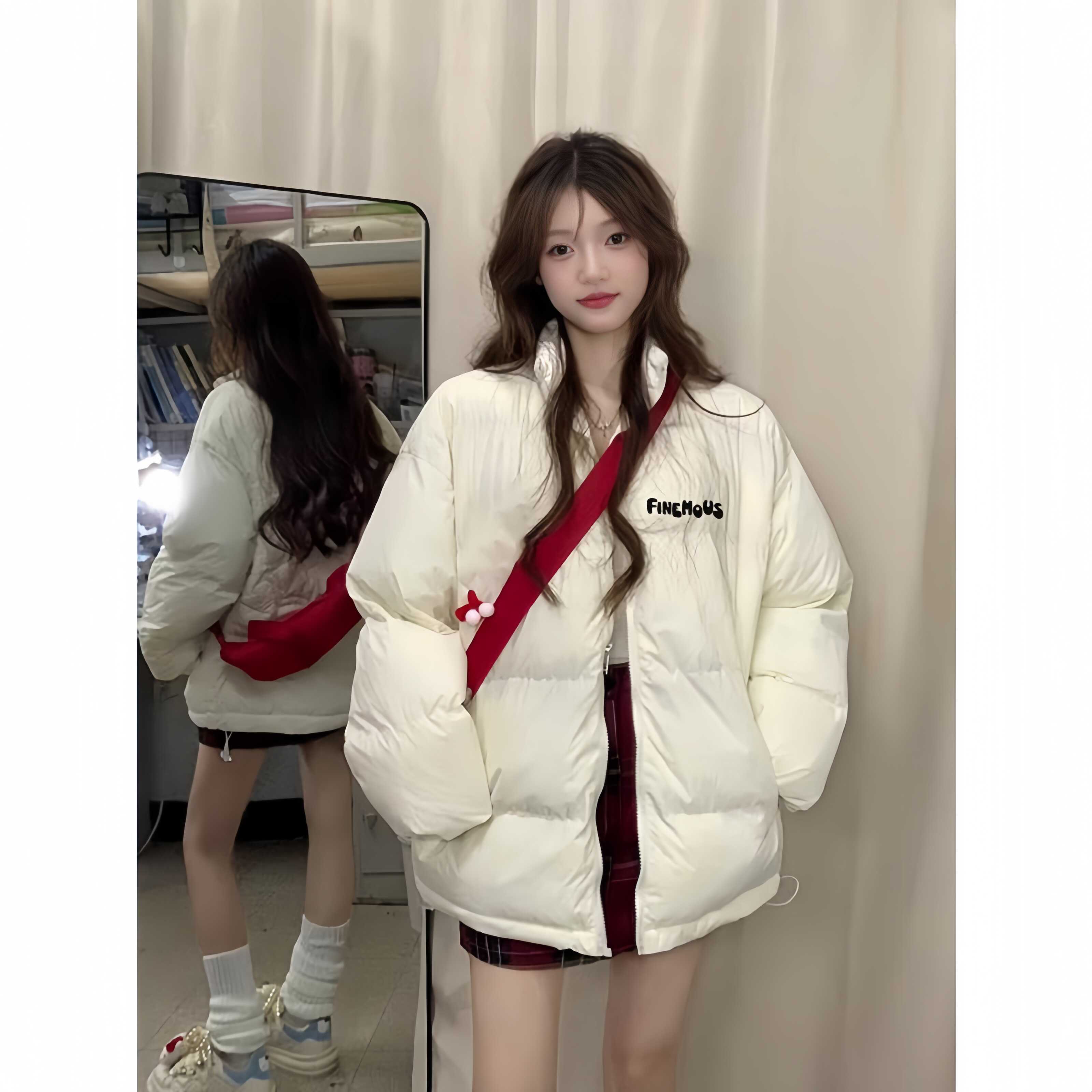 冬季百搭加厚羽绒服女大童2025新款初中高中大学生中长款棉服外套