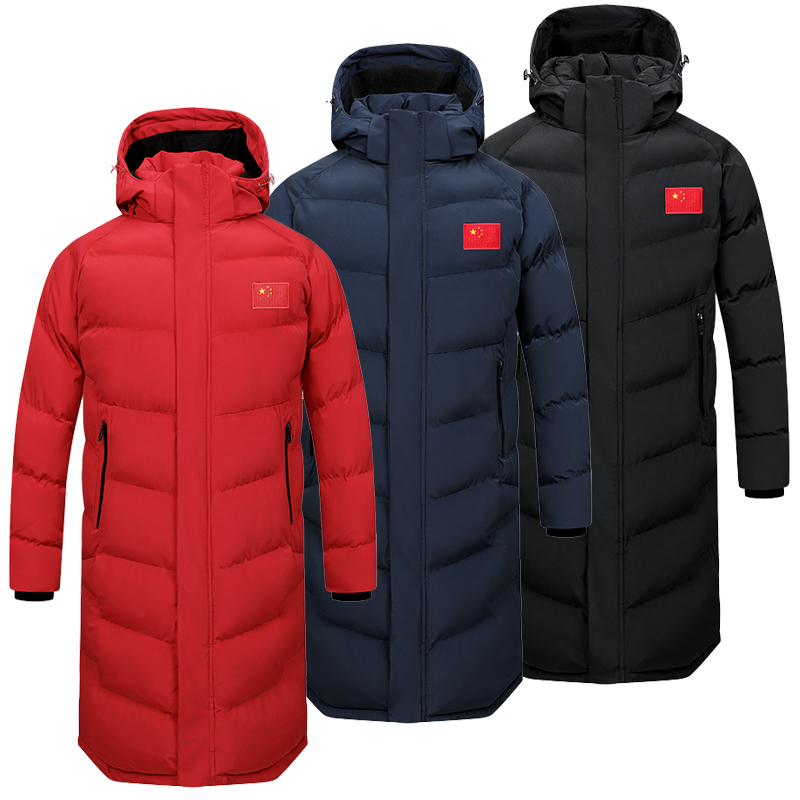 冬季中国队运动大衣男女长款训练棉服足球加绒加厚国家队体院大衣