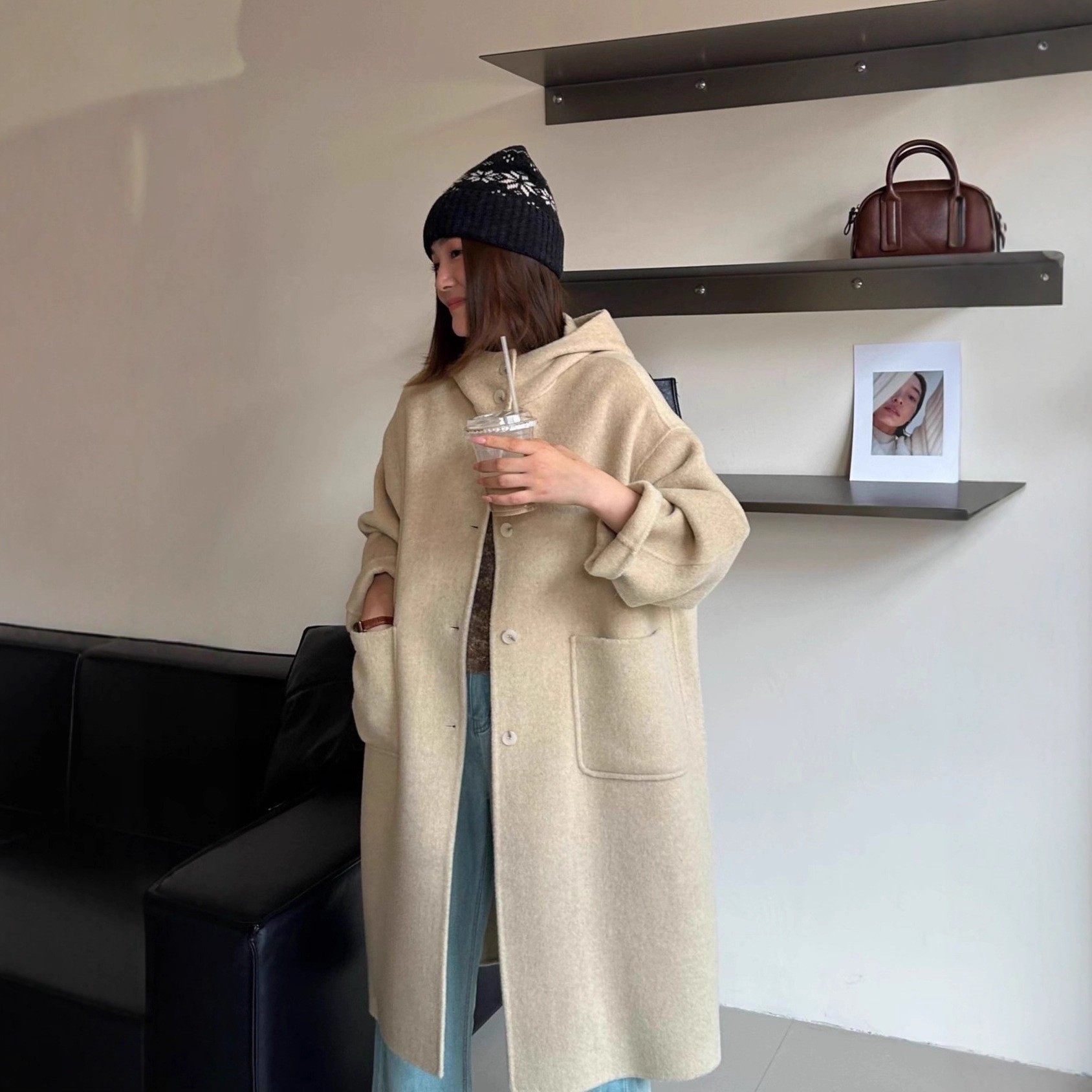 双面羊毛大衣女长款宽松加厚
