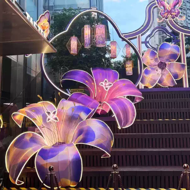 发光花朵灯笼节日活动氛围布置图片