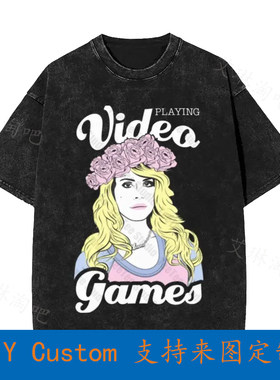 Lana Del Ray Cartoon Style Video Games Vintage Oversized T-S