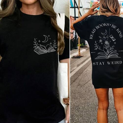 Bookish Tee Shirts for Women Read Books Be Kind Stay Weird
