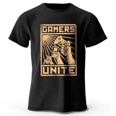 Men's Gamers Unite Printed T-Shirt 100% Cotton Oversized Gam