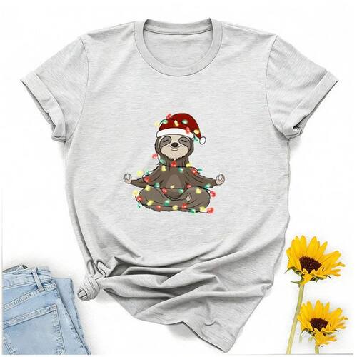 Y2k Shirt Christmas Sloth Mens T-shirts Black White Kawaii C