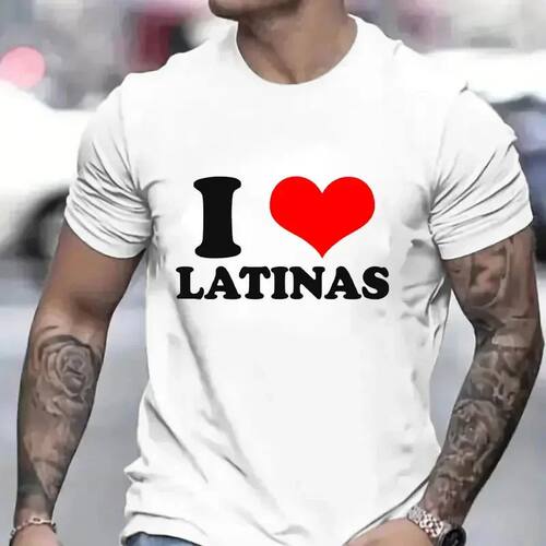 T-shirt for Men I Love Latinas Men Tops Casual Clothing Vint