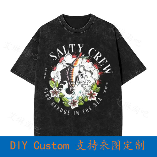 Floral Marlin Black Salty Crew Vintage Oversized T-Shirt Siz