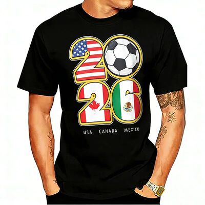 2026 USA Canada Mexico Soccer Summer Cotton T-Shirt Flag Gra