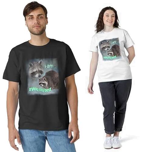 Funny I Am Trying My Best Raccoon Word Art Meme T-Shirt Y2k