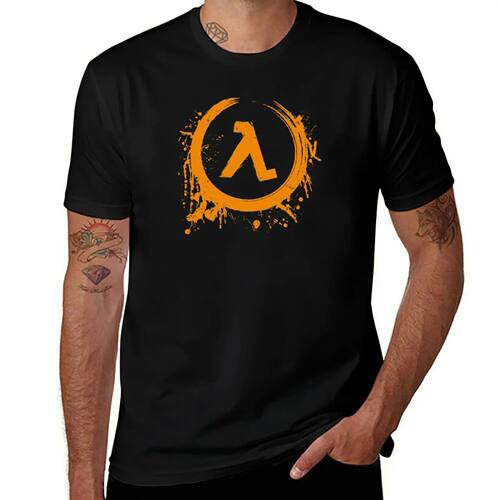 Lambda Symbol T-Shirt Basic Crew Neck Short Sleeve Top