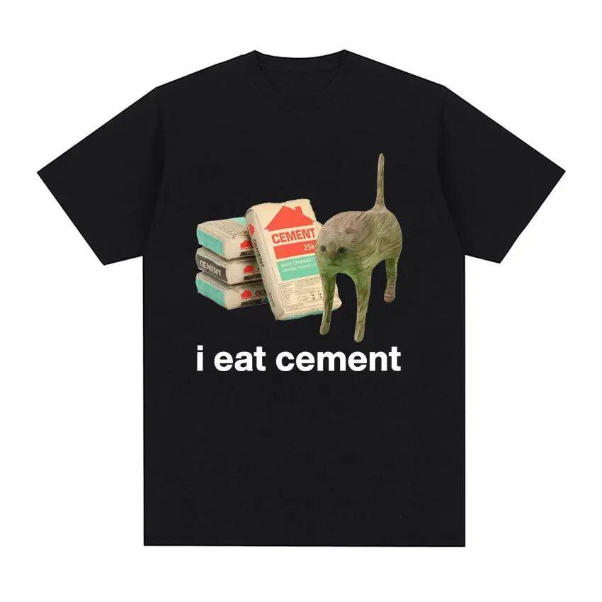 I Eat Cement Cursed Cat Funny Meme T Shirt for Women Fashion