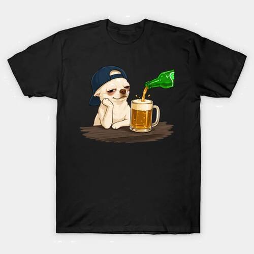 Funny Chihuahua Beer Reaction Meme T-shirt For Men Women 100
