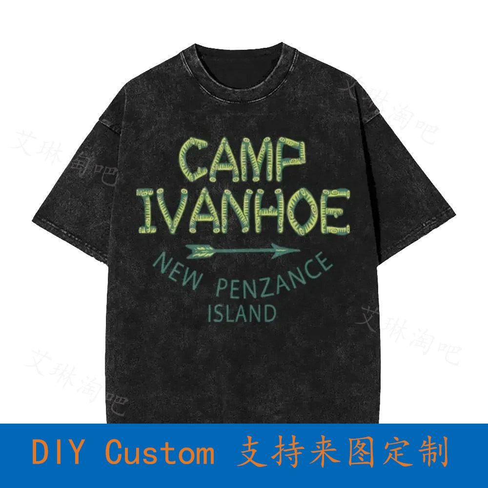 Wes Anderson Vintage Oversized T-Shirt Camp Ivanhoe Moonrise - 实物图