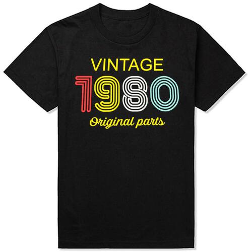 Funny Vintage 1980 Original Parts T Shirts Men Women Pure Co