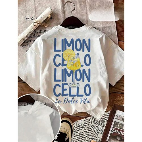 Shirt Casual Round Neck Short Sleeve T-Shirt Lemon Graphic
