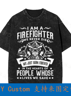 Firefighter Fireman Premium Vintage Oversized T-Shirt TDD6