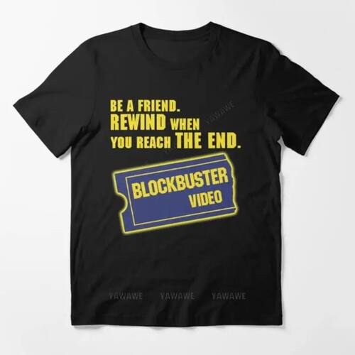 Male fashion top tees Blockbuster Video Merchandise Printed